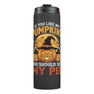 Funny Pumpkins Halloween Pie Design_1 Thermal Tumbler