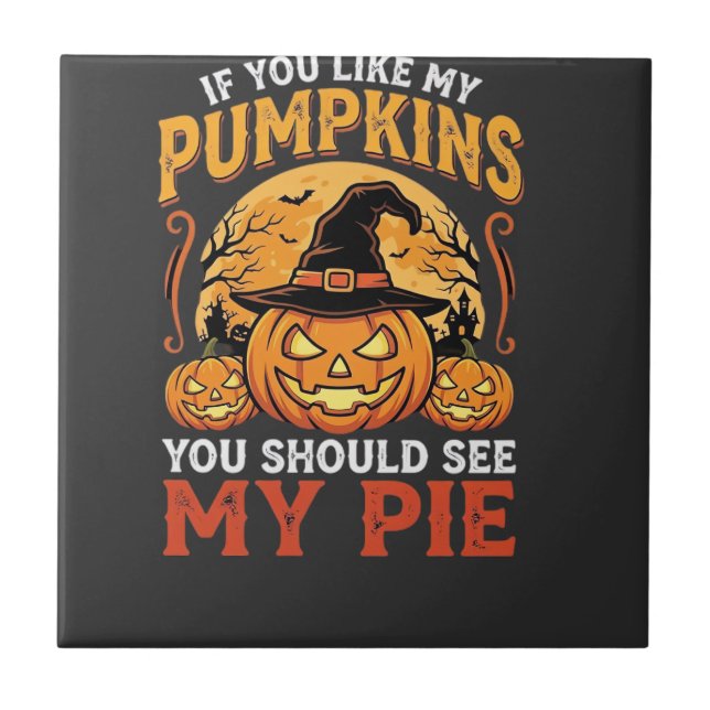 Funny Pumpkins Halloween Pie Design_1 Tile (Front)