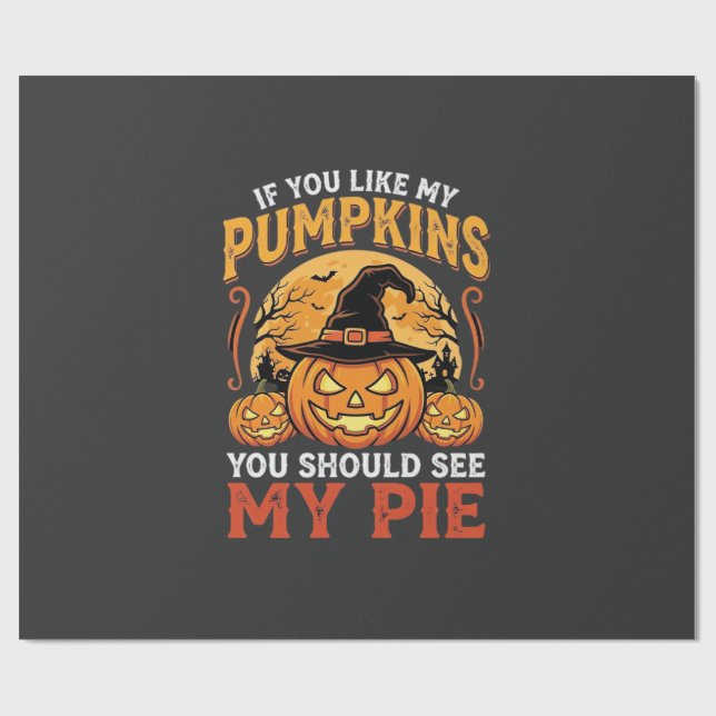 Funny Pumpkins Halloween Pie Design_1 Wrapping Paper (Flat)