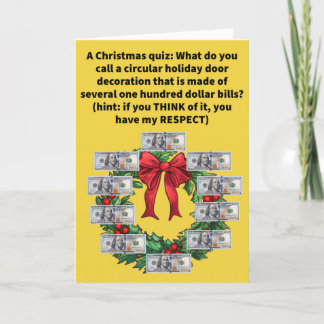 Funny Pun A Wreath o' Franklins Merry Christmas Card