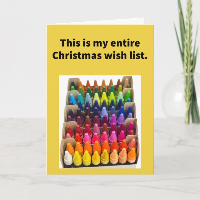 Funny Pun All I Want is Hue Merry Christmas  Card (Front)