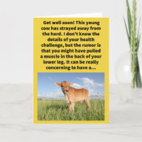 Funny Pun Calf Straying Get Well