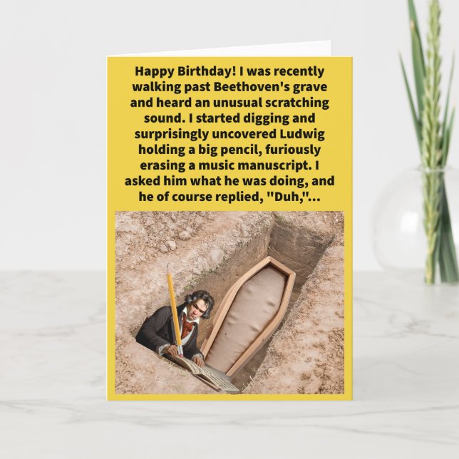 Funny Pun Decomposing Happy Birthday Card (Front)