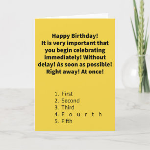 Funny Pun Fourthwidth Happy Birthday Card