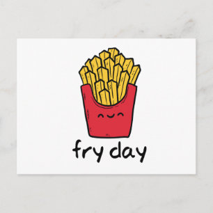 Funny pun Friday happy french fries cartoon Postcard