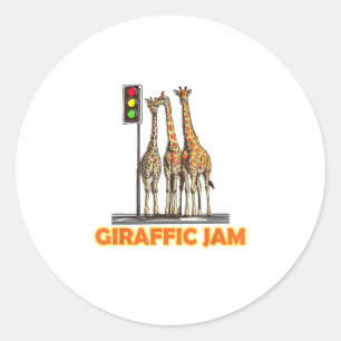Funny Pun Giraffe Jam Classic Round Sticker