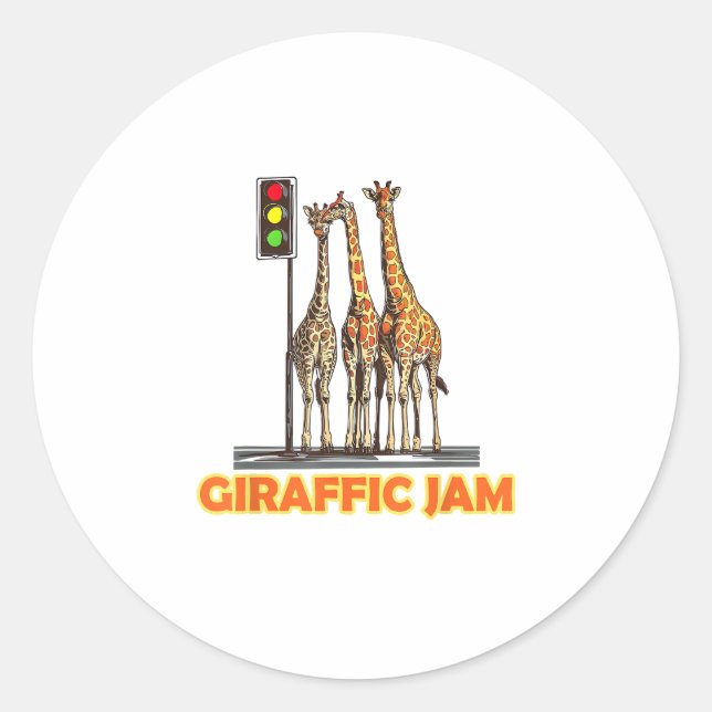 Funny Pun Giraffe Jam  Classic Round Sticker (Front)