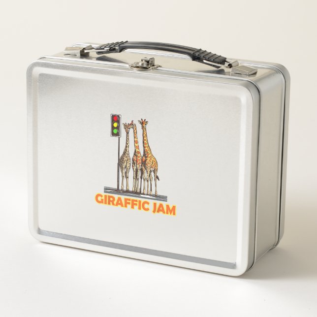 Funny Pun Giraffe Jam  Metal Lunch Box (Front)