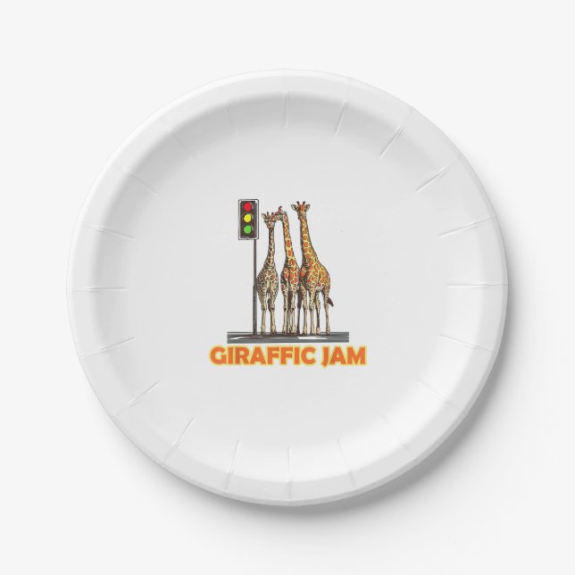 Funny Pun Giraffe Jam  Paper Plate (Front)