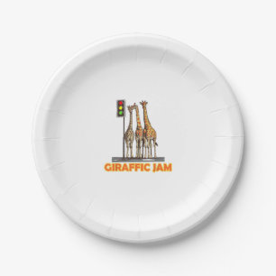 Funny Pun Giraffe Jam  Paper Plate