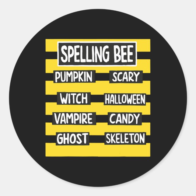 Funny Pun Halloween Costume For Teachers Spelling  Classic Round Sticker (Front)