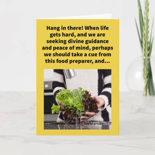 Funny Pun Lettuce Spray Encouragement Card (Front)