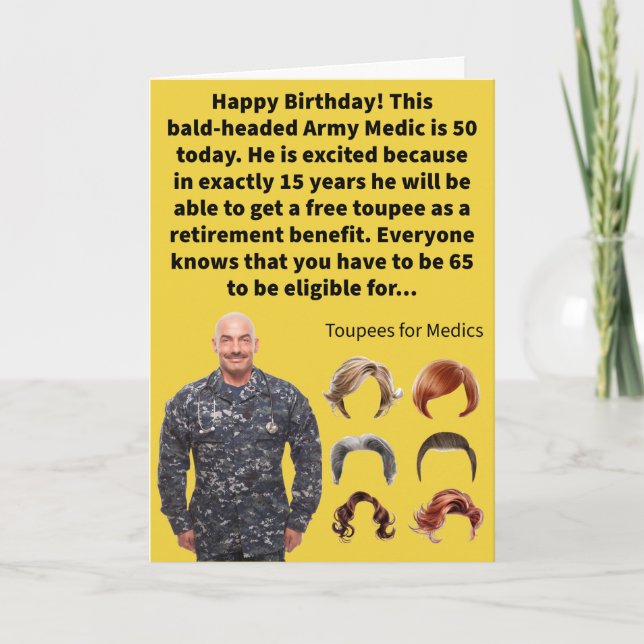 Funny Pun Medic Hair Happy Birthday Card (Front)