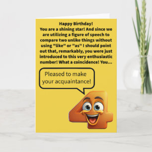 Funny Pun Met A Four Happy Birthday Card