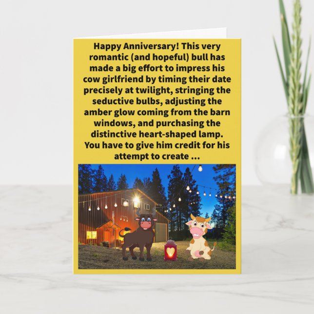 Funny Pun Mooed Lighting Happy Anniversary Card (Front)