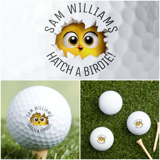 Funny Pun & Name, Cute Chick, For Him, Her, They Golf Balls (Creator Uploaded)