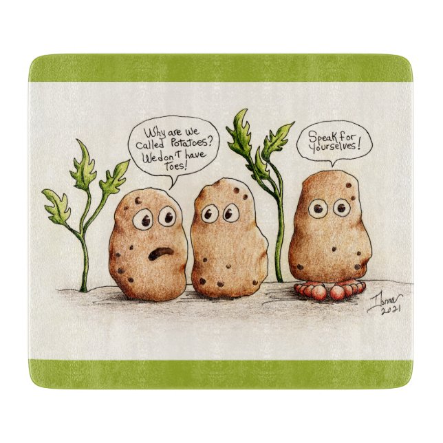 Funny Pun Potatoes Cutting Board (Front)