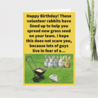 Funny Pun Re-seeding Hare Line Happy Birthday