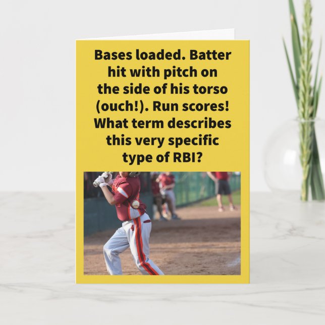Funny Pun Ribbie Baseball Greeting Card (Front)