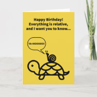 Funny Pun Snail Riding Turtle Relative Birthday