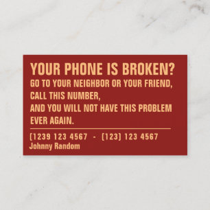 Funny pun text cover business card