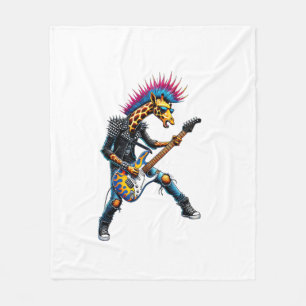 Funny Punk Giraffe, Rock'n Roll Goth Giraffe, Guit Fleece Blanket
