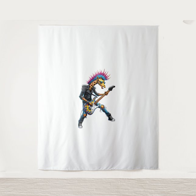 Funny Punk Giraffe, Rock'n Roll Goth Giraffe, Guit Tapestry (Front)