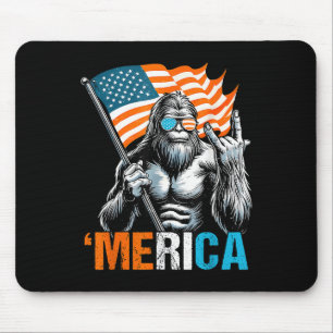 Funny Punk Rock Sasquatch Bigfoot Us Flag Merica 4 Mouse Pad