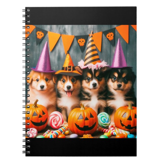 Funny puppies halloween notebook (Front)