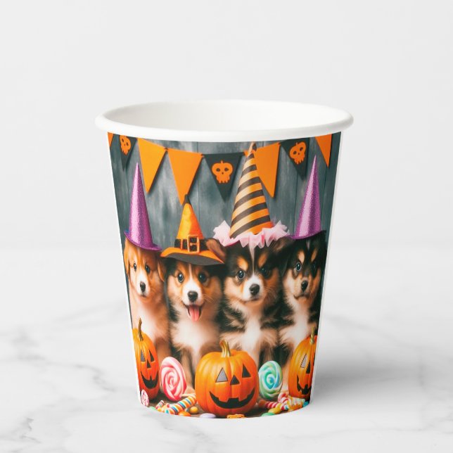 Funny puppies halloween paper cups (Front)