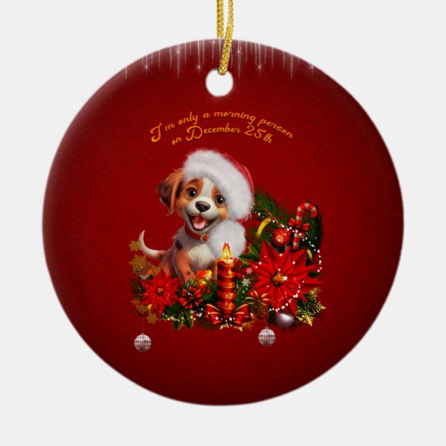 Funny puppy  ceramic tree decoration (Front)