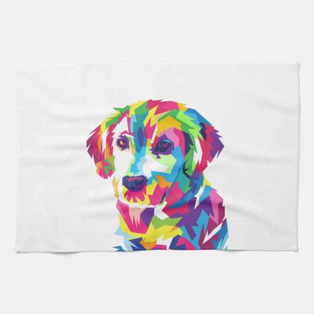 Funny Puppy colorful - Choose background color Tea Towel (Horizontal)