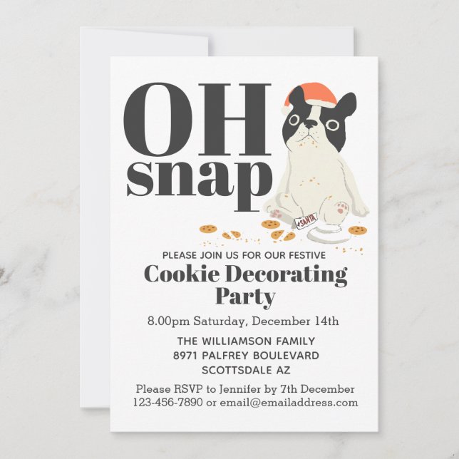 Funny Puppy Cookie Decorating Party Invitation (Front)