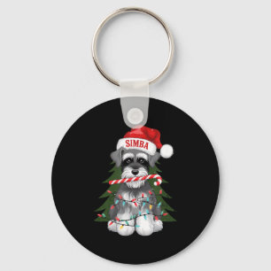 Funny Puppy Dog Christmas Holiday With Candy Cane Key Ring