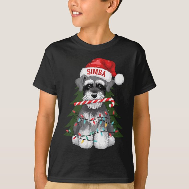 Funny Puppy Dog Christmas Holiday With Candy Cane  T-Shirt (Front)