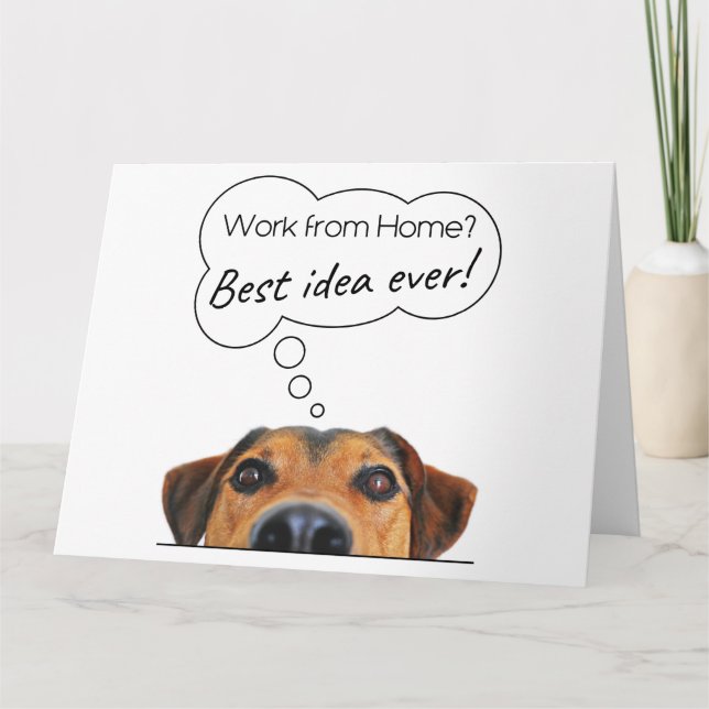 Funny Puppy Dog Humour: Work from Home? Best Idea Card (Front)