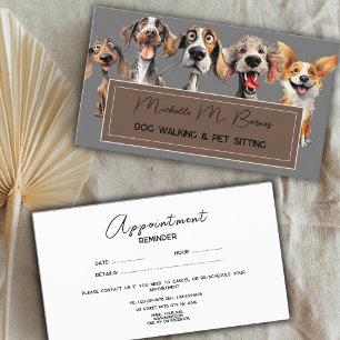 Funny Puppy Dog Walker Groomer Pet Care Appointment Card