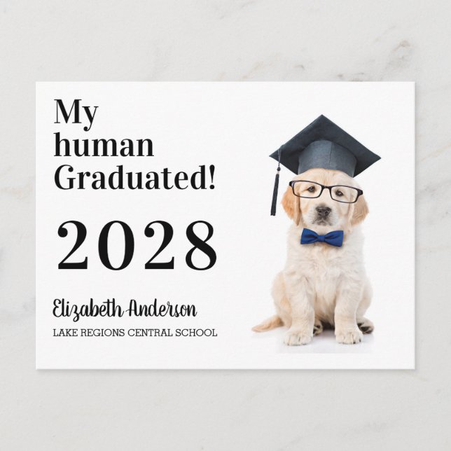 Funny Puppy Graduate Graduation Party  Invitation Postcard (Front)