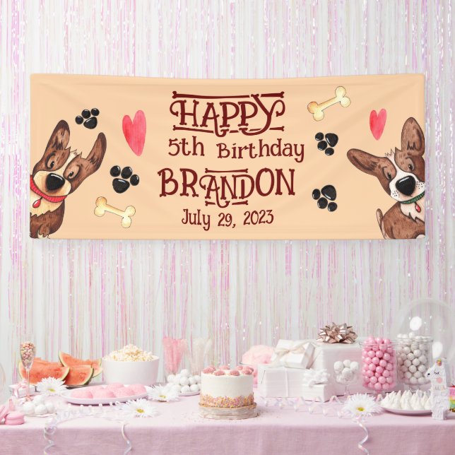 Funny Puppy Kids Birthday Banner (Party)