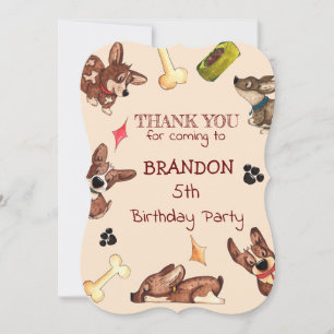 Funny Puppy Kids Birthday  Thank You Card