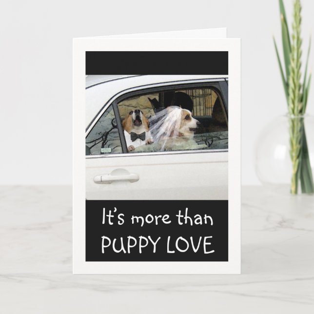 Funny Puppy Love for Husband with Corgi Couple Card (Front)