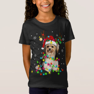Funny Puppy Lover Yorkshire Terrier Christmas Ligh T-Shirt