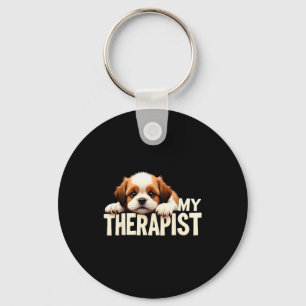 Funny Puppy My Therast Shih Tzu Dog  Key Ring