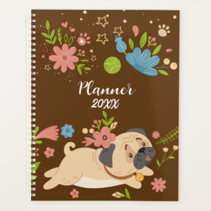 Funny Puppy Pug Dog Personalised Planner