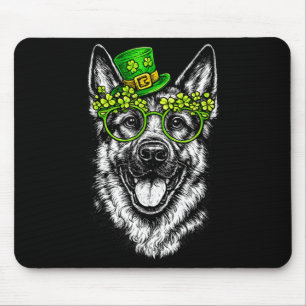 Funny puppy shamrock german shepherd dog st mouse pad