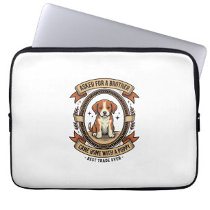 Funny Puppy Shirt Asked for Brother Got a Puppy Vi Laptop Sleeve