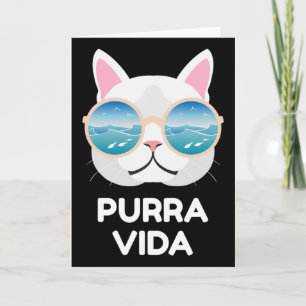 Funny Pura Vida Cat - Costa Rica Surfing Surf Wave Card