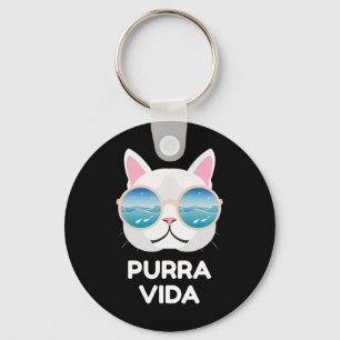 Funny Pura Vida Cat - Costa Rica Surfing Surf Wave Key Ring