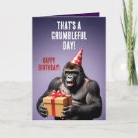 Funny Purple and White Gorilla Birthday