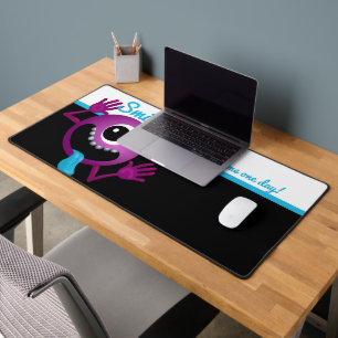 FUNNY PURPLE CARTOON MONSTER , SMILE DESK MAT